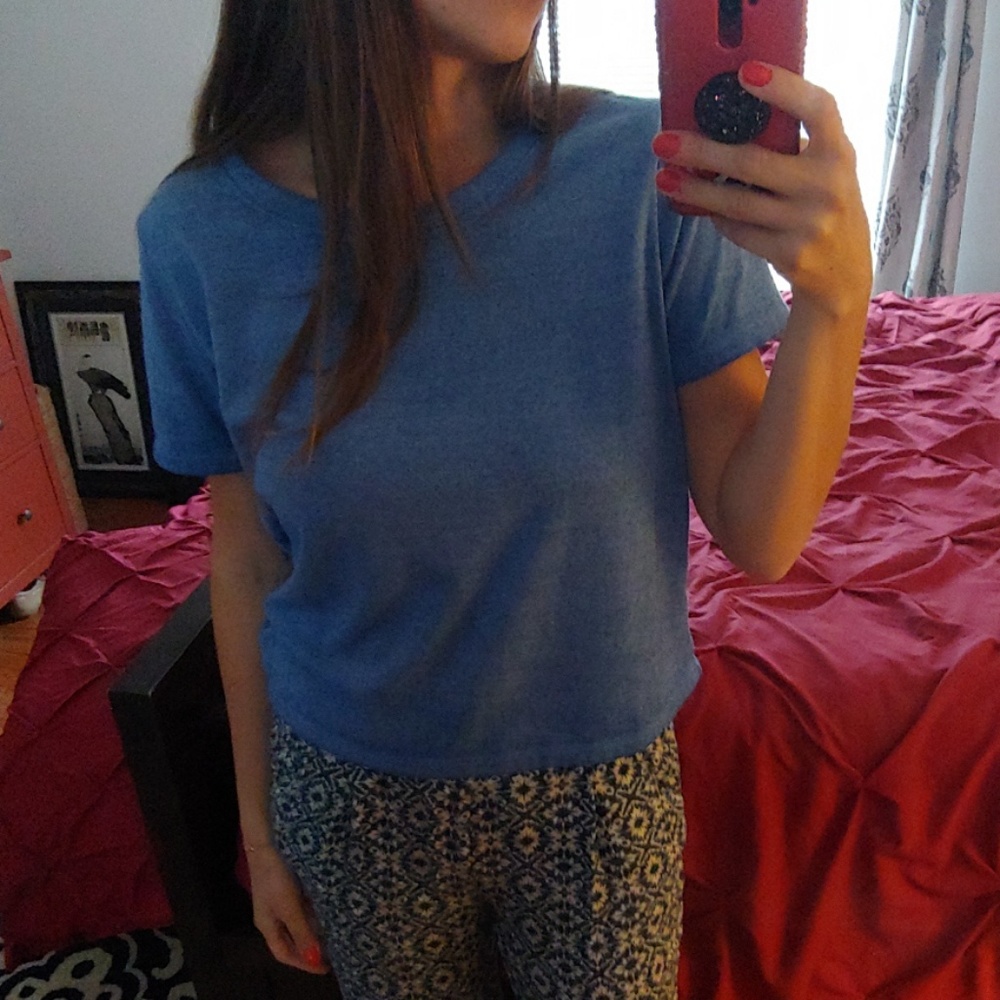 T-shirt, blue, think material, threads 4 thought